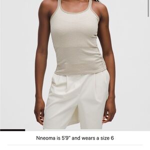 lululemon athletica Beige Striped Tank Top